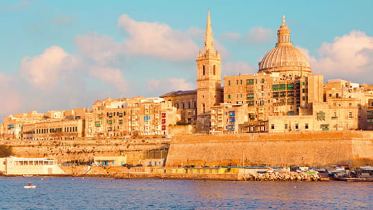 A view of the skyline in Valletta, Malta